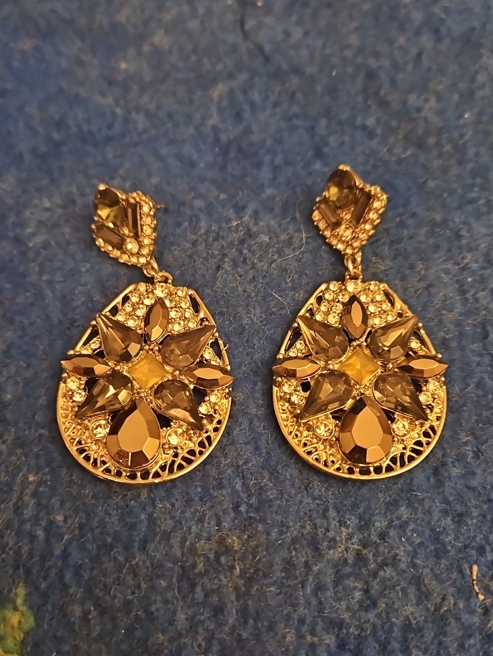 6 For $15 Black/Silvrr Teardrop Crystal Dangle Earrings